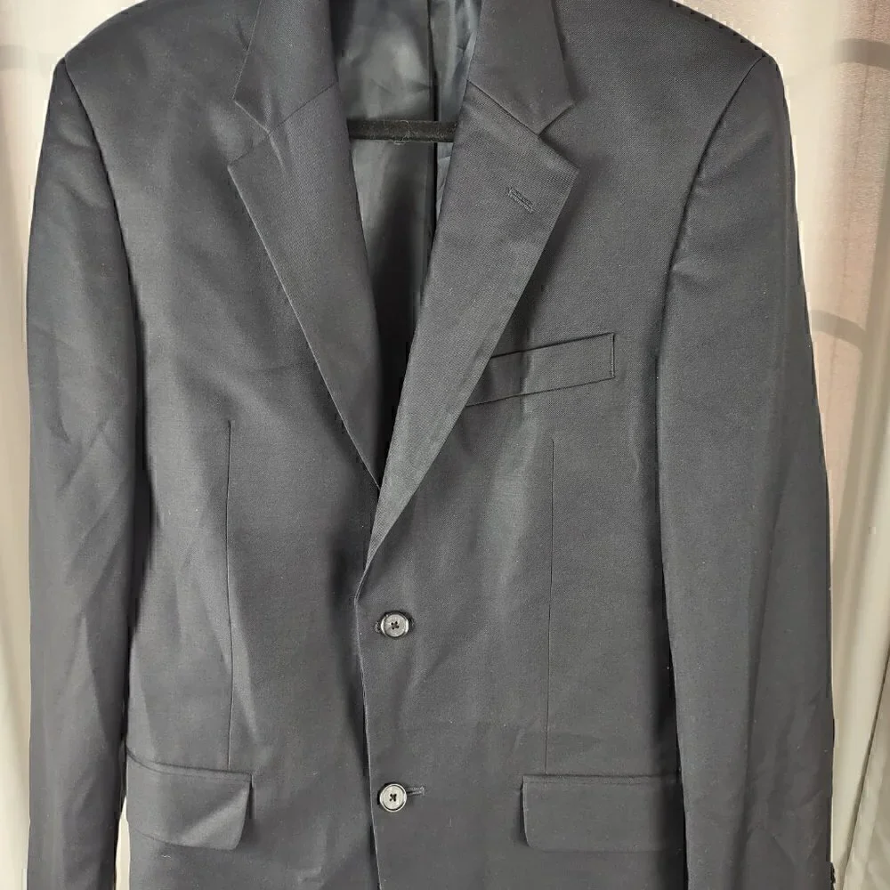 Jones New York Dark Blue Men's 2 Button Wool Blend Suit Jacket Size 38L